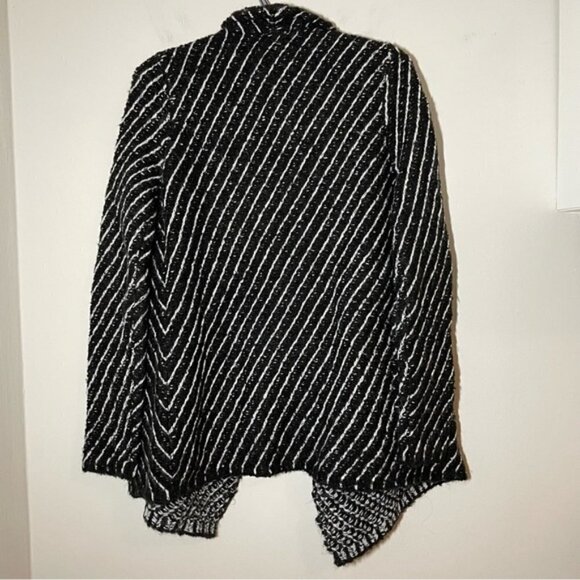 The Kooples Sport Diago Stripe Stitch Black White Open Cardigan size 1 - Picture 5 of 8